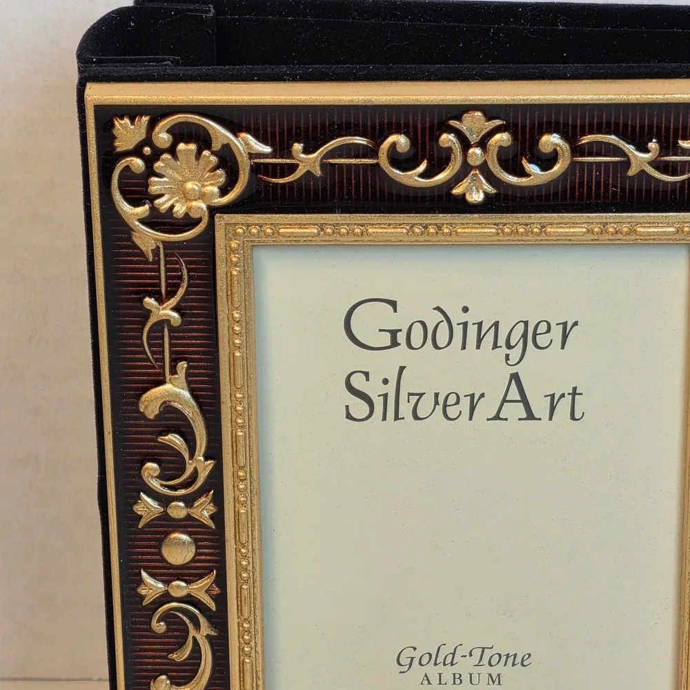 Godinger Silver Art Baroque Gold Tone Red Brown Epoxy 4x6 Photo Album 100 Photos
